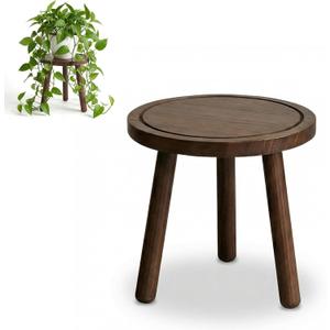 Wood Plant Stands Indoor, Updated Single Plant Stand Modern Plant Table for Large Plants, Wooden Plant Stool, Tall Plant Holder Small Round Side for Living Room, Balcony, Office (Dark Brown)