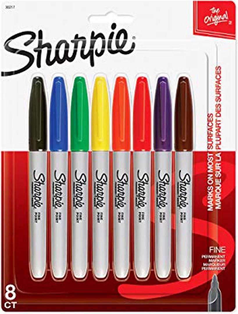 Sharpie Permanent Markers, Fine Point, 4 Pack, Assorted Colors (30217PP)