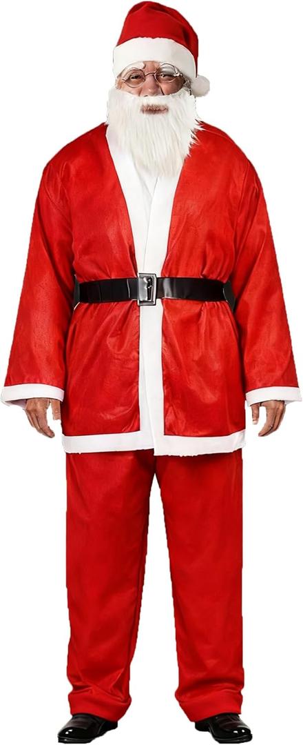 Santa Claus Costume, Cost-effective 5pcs Santa Suit, Large Santa Costume for Men