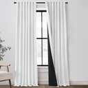 Navy Blue 100% Blackout Linen Curtains 96 Inches Long for Bedroom Living Room Textured Elegant Back Tab Black Out Room Darkening Thermal Insulated Soundproof 2 Panel Sets Dark Blue 52x96 8Ft