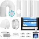 Portable AC Window Vent Kit with 5.9Inch Exhaust Hose & Mobile Air Conditioner Unit Coupler, Upgraded Seamless 4 Seal Plates Window Kit Adjustable for Horizontal & Vertical Sliding Windows
