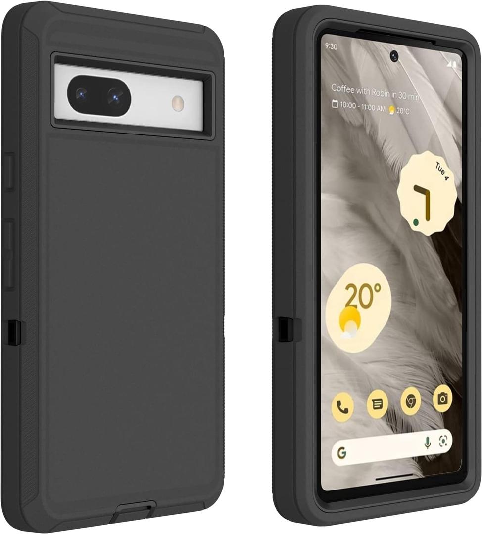 For Google Pixel 8A Case, Soft TPU Hard PC Heavy Duty Protective Case Shockproof Dustproof 3 in 1 Phone Cover for Google Pixel 8A, Black
