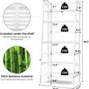 Homykic Ladder Shelf, 4-Tier Bamboo Ladder Bookshelf, 49.2 White Book Shelf, Open Bookcase Freestanding Plant Stand for Small Space, Bathroom, Living Room, Bedroom, Home Office