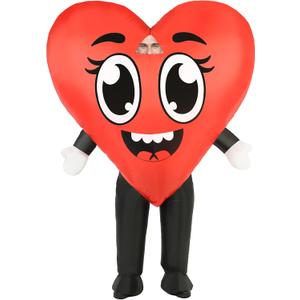 Red Love Heart Inflatable Costume Adult Valentines Day Love Blow Up Mascot Costumes for Women Men Cosplay Party