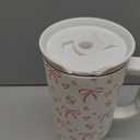 SANDJEST Bow Tumbler with Handle 40oz, Stainless Steel Insulated Tumblers Coffee Travel Cup with Slider Straw Lid, Gifts for Women Teen Girls Birthday