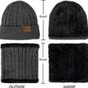 Loritta 3 Pieces Winter Hats for Women Scarf Touch Screen Gloves Set Thick Warm Fleece Lined Beanie Hat Gifts