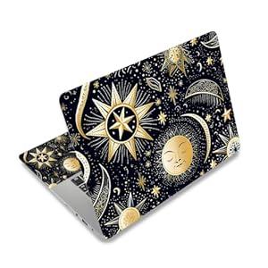 Laptop Decal Sticker Skin Cover, 12" 13.1" 13.3" 14" 15" 15.4" 15.6" Laptop Netbook Vinyl Art Skin Sticker Cover Notebook PC Protector (2 Wrist Pad Included), Removable Reusable, Stars and Moon