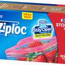 Ziploc Gallon Food Storage Bags, Stay Open Design with Stand-Up Bottom, Easy to Fill, 96 Count