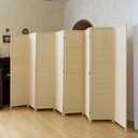 8 Panel Bamboo Room Divider - 5.6 ft Tall Natural Beige Folding Privacy Screen, Double-Sided Freestanding Partition Wall with Natural Wood Frame for Home Office & Corner Privacy