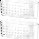 iDesign Hanging Suction Shower Caddy Basket for Bathroom Storage, Set of 2, Clear, Made in USA
