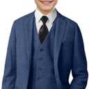Boy Suits Tweed Herringbone 5 Piece Suits for Teen Boy Blazer Vest Pant Suit Tuxedo Set with Tie, 16Y