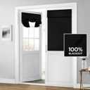 HOMEIDEAS 100% Blackout French Door Curtains, Privacy Door Curtains for Window, 26 X 40 Inch Room Darkening Blinds, Thermal Insulated Window Shades for Bedroom, 1 Panel, Black 