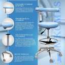Rolling Stool with Removable Footrest Lab Salon Chair Height Adjustable 360 Swivel Stool for Dentist with Unique Backrest Design