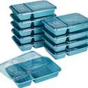 GoodCook Meal Prep Rectangle Two Compartment 20-Piece, Teal, Made without BPA