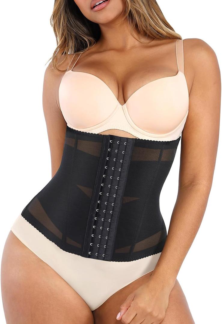 Lover-Beauty Mesh Waist Trainer for Women Tummy Control Body Shaper Breathable Cross Waist Cincher (XX-Large, Black)