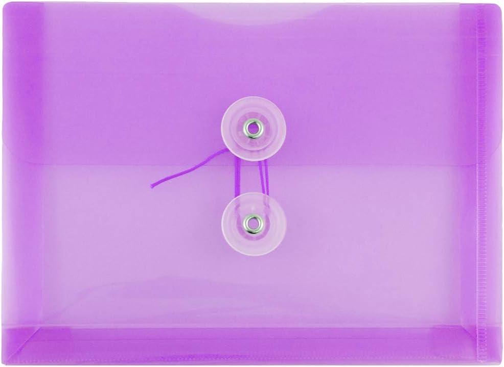 JAM PAPER Plastic Envelopes with Button & String Tie Closure - Index Size - 5 1/2 x 7 1/2 - Lilac Purple - 12/Pack