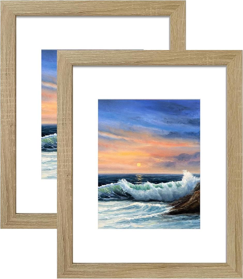 LUCKYLIFE 16x20 Frames for Wall, Display Pictures 11x14 with Mat or 16x20 without Mat, Pack of 2, Natural Woodgrain (16x20, Natural Woodgrain)
