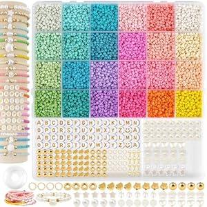 3mm Glass Seed Beads for Bracelet Jewelry Making 24 Colors Bracelet Making Kit for Girls Adults DIY Friendship Bracelets Kits with Letter Beads