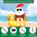 Christmas Inflatable Outdoor Decoration Blow Up 4.5ft Hawaii Santa take Coco Drink Inflate Xmas Decor Cute Blow Up Duck Santa Claus with LED for Outside Yard Garden Lawn Party Decor
