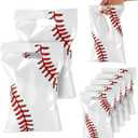 PEUTIER 50pcs Baseball Party Gift Bags, Baseball Goodie Bags Favors Sport Theme Party Favor Practical Gift Bag for Birthday Presents Packing Candy Snack Goodie Storage (White, Red)