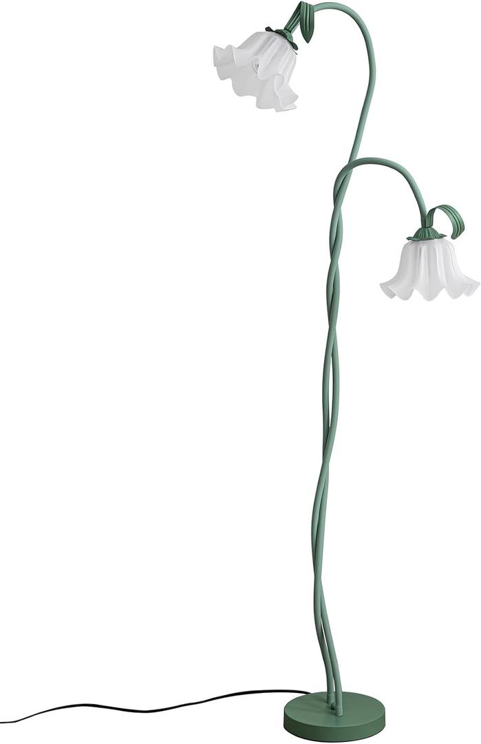 Creative Lily of The Valley 2 Heads Flowers Lily Floor Lamp Living Room Sofa Side Bedroom Bedside Flower Floor Lamp (2heads)