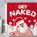 GPGHE Christmas Shower Curtain Funny Santa Decorations Get Naked Holiday Bathroom Curtain with 12 Hooks 71x71 Inch