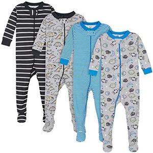 Gerber Boys' 4-Pack Snug Fit Footed Cotton Pajamas Size 18 Months