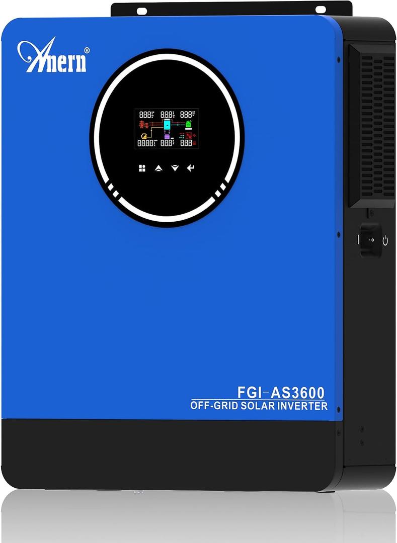 3600W Hybrid Solar Inverter 24V to 110VAC All in One for Home Backup, 120A MPPT Solar Charge Controller, Pure Sine Wave, 4200W PV Input, Works with Lead-Acid & AGM Lithium Battery, Off Grid