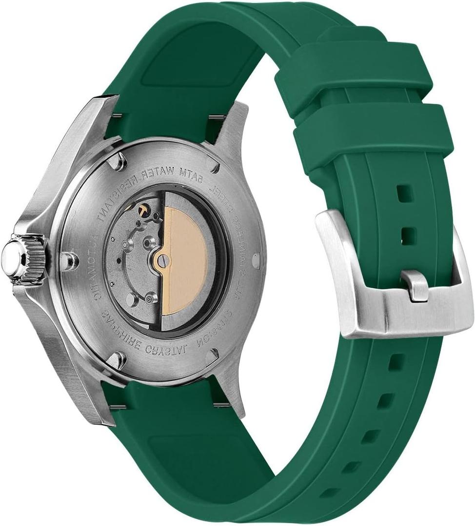 Kai Tian 18mm 20mm 22mm 24mm Curved Ends Silicone Watch Band, Premium Soft Silicone Adjustable Black Watch Bands Replacement Rubber Watch Strap for Women Men (Green)