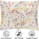 Wildflower Satin Pillowcase for Women, Pastoral Style Silk Pillowcase with Zipper, Cooling Satin Pillow Covers for Hair and Skin, Standard Size, Warm Living Home Decoration, 20x26 Inches