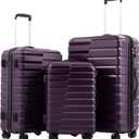 COOLIFE Luggage Expandable Suitcase PC ABS TSA Luggage 3 Piece Set Lock Spinner Carry on (purple, 3 piece set)