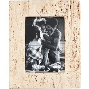 Mud Pie Cream Travertine Frame, Large, 10.5" x 8.5"