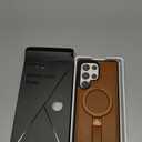 for Samsung Galaxy S25 Ultra Leather Case with Stand, Anti-Slip Grip Ring, Fits for MagSafe (Brown, S25 Ultra-6.9inch)