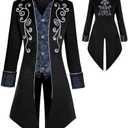 KDAFJLKD Medieval Clothing Men's Costumes Steampunk Jacket, Victorian Gothic Tailcoat, Halloween Pirate Vampire Costumes 2XL