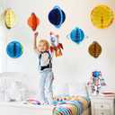 11 Pieces Outer Space Party Decorations Solar System Hanging Decorations Galaxy Planet Honeycomb Hanging Supplies 3D Rocket Astronaut for Kids Solar System Space Birthday Party Ceiling Ornaments Decor