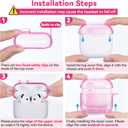Clear Case for AirPods 4 Case Cover with Safety Lock,Soft TPU Cover with Phone Stand & Cleaning Kit,Cute Bling Keychain for Women Girls-Clear Pink