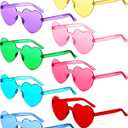 EBOOT 8 Pairs Kids Heart Shaped Sunglasses Rimless Transparent Candy Color Eyewear Vintage Rainbow Sunglasses Bulk
