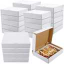 Watersay 25 Pack Half Pan Corrugated Catering Box 13'' x 10-7/8'' x 3'' White Secure Stackable Food Delivery Container Bakery Cardboard Food Storage Boxes for Takeout