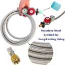 10FT High Pressure Propane Regulator with Hose, Adjustable 0-30 PSI Regulator with Gauge, Stainless Steel Braided Hose, Connect 5-100LB POL Propane Tank to Fire Pit Burner Heater Fryer Smoker Griddle