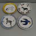 Creative Co-Op Enchanted Fauna Series Stoneware Plates, Multicolor, Set of 4