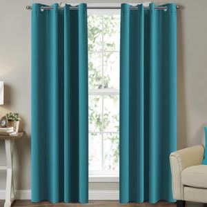 Turquoize Teal Curtains Blackout Curtains for Bedroom Themal Insulated Curtains for Living Room Grommet Top Window Treatment Panels Nursery & Infant Care Panels Drapes,2 Panel, 52" W x 108" L, Teal (52"W x 108"L (Pack of 2))