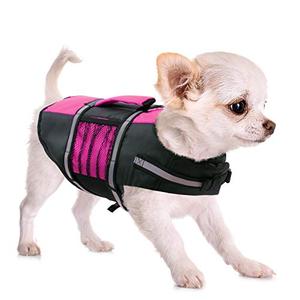 Queenmore Small Dog Life Jacket, Adjustable Pet Life Vest for Small and Medium Dogs with High Buoyancy, Rescue Handle, Reflective Bands for Boating, Canoeing, Swimming XS