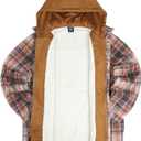 LeeHanTon Mens Heavyweight Hoodies Casual Zip Up Plaid Flannel Shirt Jackets Winter Thick Berber Lined Fleece Coat (Orange, L)