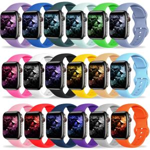 18 Pack Bands Compatible with Apple Watch Band 49mm 46mm 45mm 44mm 42mm 41mm 40mm 38mm for Women Men, Sport Silicone Breathable Strap for iWatch Series Ultra 11 10 9 8 SE 7 6 5 4 3 2 1