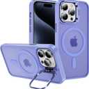 2 x for iPhone 15 Pro Case Compatible with Magsafe, Translucent Matte Camera Kickstand iPhone 15 Pro Case Shockproof Heavy Duty Protective Cover Case for iPhone 15 Pro