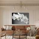 Orchid Canvas Wall Art Bathroom Wall Decor Gray Posters White Floral Painting Prints Modern Artwork for Living Room Bedroom Home Office Decor Framed(Flowers-5,16.00"x24.00")