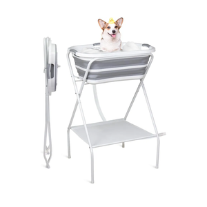 Portable Dog Bath Tub and Dog Washing Station, Collapsible Elevated Pet Tub for Bathing, Showering, Grooming, Pet Bathing Basin for Small to Medium Dogs, Cats and Other Pets (Built-in Drainage System)