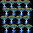 Amylove 16 Pcs Mini Fiber Optic Lamp Bulk Small LED Party Light Color Changing Table Centerpiece Decor for Glow in The Dark Favors Supplies Valentines Day Wedding Decorations(6 Inch,Blue)