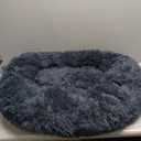 Round Calming Dog Beds for Medium Dogs 30 Inches Anti-Slip Donut Washable Plush Faux Fur Pet Bed fits up to 45 lbs Pets,Dark Gray