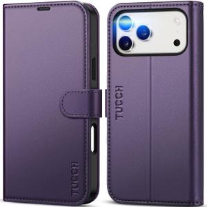 TUCCH Case Wallet for iPhone 17 Pro Max (6.9") 2025, Stand | RFID Blocking | 4 Card Holder | TPU Shockproof Inner Shell | PU Leather | Magnetic Closure Folio Protective Cover | Deep Purple